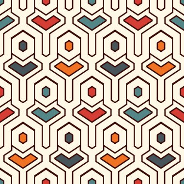 Etnik, pürüzsüz yüzey deseni. Birbirine kenetlenmiş geometrik şekiller. Kabile duvar kâğıdı. Amerikan yerlileri soyut arkaplan süslemeleri. Coğrafi dijital kağıt, tekstil baskısı. Vektör sanatı