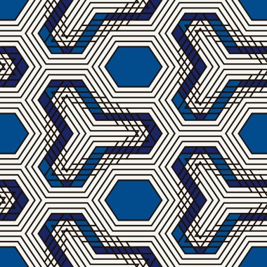 Çağdaş geometrik desen. Coğrafi süs. Tekrarlanan rakamlar. Modern arka plan. Kusursuz yüzey soyut tasarımı. Etnik duvar kağıdı. Dijital kağıt, tekstil baskısı. Vektör sanatı