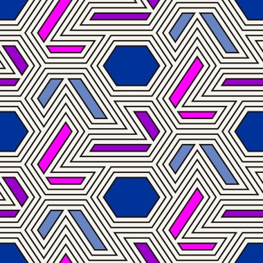 Çağdaş geometrik desen. Coğrafi süs. Tekrarlanan rakamlar. Modern arka plan. Kusursuz yüzey soyut tasarımı. Minimalist duvar kağıdı. Basit dijital kağıt, tekstil baskısı. Vektör sanatı