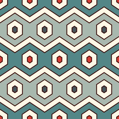 Modern zikzak deseni. Tekrarlanan altıgen süsü. Çağdaş geometrik arka plan. Kusursuz yüzey soyut tasarımı. Geo duvar kağıdı. Etnik dijital kağıt, tekstil baskısı. Vektör illüstrasyonu