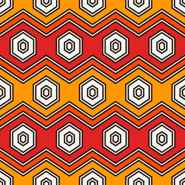 Modern zikzak deseni. Tekrarlanan altıgen süsü. Çağdaş geometrik arka plan. Kusursuz yüzey soyut tasarımı. Geo duvar kağıdı. Etnik dijital kağıt, tekstil baskısı. Vektör illüstrasyonu