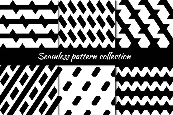 Seamless Patterns Collection Figures Backgrounds Set Shapes Forms Ornaments Polygons — Stock Vector