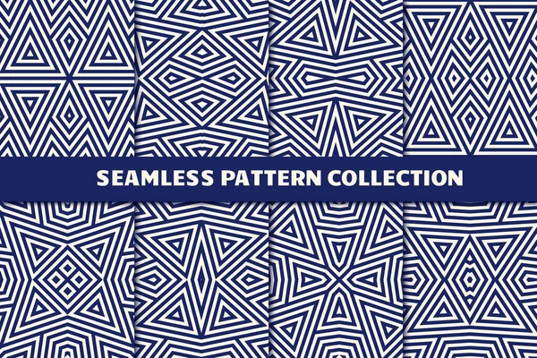 Ethnic Seamless Pattern Collection Folk Tribal Design Backgrounds Set Eclectic — Stock Vector