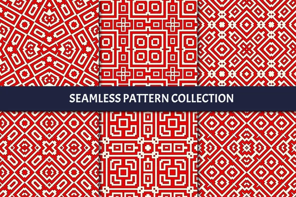 Ethnic Seamless Pattern Collection Folk Tribal Design Backgrounds Set Oriental — Stock Vector