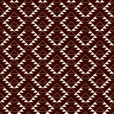 Etnik, kabilenin kusursuz kalıbı. Yerli Amerikalılar işlemeli tekstil yüzey baskısı. Boho şık bir süs. Tekrarlanan üçgen geometrik arkaplan. Mozaik duvar kağıdı. Vektör soyut