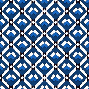 Elmas şebeke kusursuz desen. Etnik, kabilenin yüzey izleri. Geometrik süs. Tekrarlanan eşkenar dörtgen arka plan. Süslü duvar kâğıdı. Coğrafi vektör soyut çizimi