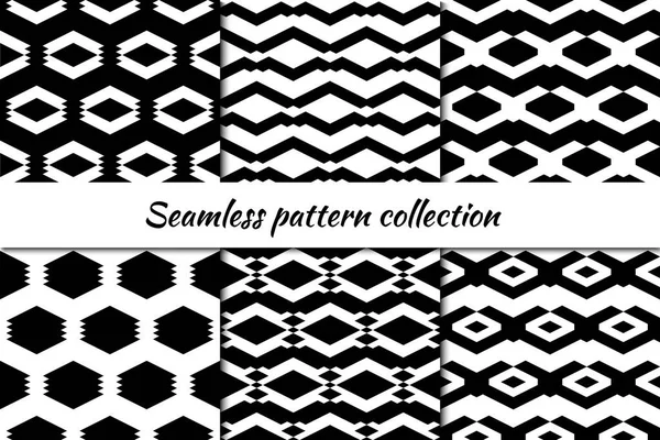 Seamless Pattern Collection Geometrical Design Backgrounds Set Repeated Rhombuses Diamonds — Stock Vector
