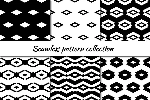 Seamless Pattern Collection Geometrical Design Backgrounds Set Repeated Rhombuses Diamonds — Stock Vector