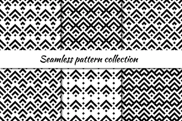 Colección Patrones Sin Costuras Conjunto Fondos Diseño Geométrico Escamas Repetidas — Vector de stock