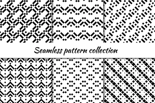 Colección Patrones Sin Costuras Conjunto Fondos Diseño Geométrico Líneas Punteadas — Vector de stock