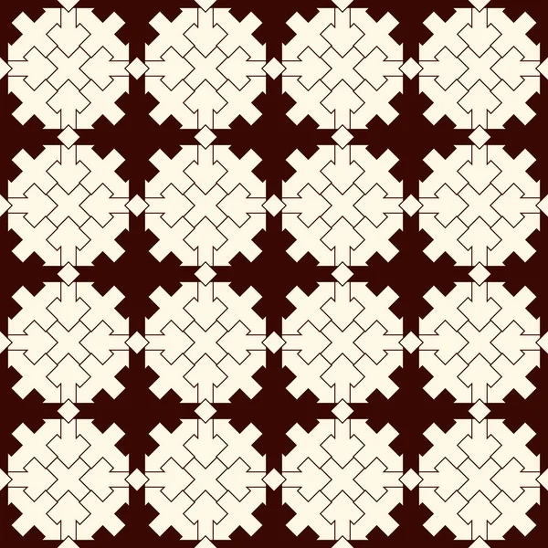 솔기없는 패턴이지 동양의 장식용 라이스 모자이크 프린트 반복되는 크로스 모티프 — 스톡 벡터