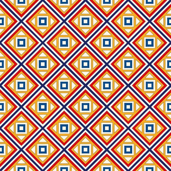 Nahtloses Muster Mit Symmetrischen Geometrischen Ornamenten Heller Abstrakter Hintergrund Wiederholte — Stockvektor