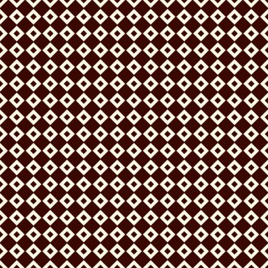 Geometrik şekilli hatsız desen. Tekrarlanan kareler ve eşkenar dörtgenler soyut arkaplan süslemeleri. Etnik süsleme motifi. Dijital kağıt, tekstil baskısı, sayfa doldurma. Vektör sanatı