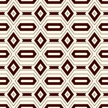 Geometrik şekilli hatsız desen. Tekrarlanan elmas süslemeleri soyut arka plan. Etnik ve kabile motifi. Şebeke dijital kağıt, tekstil baskısı, sayfa dolumu. Vektör sanatı