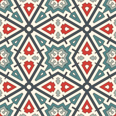 Geometrik şekilli, etnikli, pürüzsüz bir şekil. Amerikan yerlileri soyut arkaplan süslemeleri. Kabile motifi. Boho şık dijital kağıt, tekstil baskısı, sayfa dolumu. Vektör sanatı