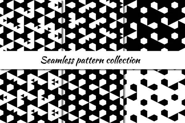Sechsecke Fünfecke Dreiecke Figuren Nahtlose Musterkollektion Volkstümliche Drucke Ethnische Ornamente — Stockvektor
