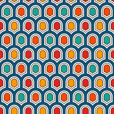 Tekrarlanan antik kalkanlarla kusursuz yüzey deseni. Geometrik şekiller soyut arkaplan. Ölçek motifli basit bir süs. Dijital kağıt, tekstil baskısı, sayfa doldurma. Vektör sanatı.