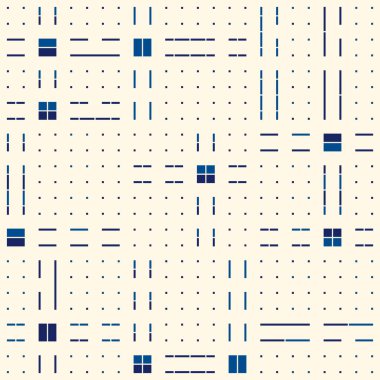 Geometrik dikişsiz desen. Bauhaus tarzı arka plan. Modüler ızgara baskısı. Düz çizgi, çizgi, çizgi, çizgi, dikdörtgen, süs. Moda çağdaş jeo duvar kağıdı. Modern soyut vektör tasarımı