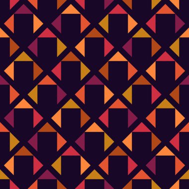 Geometrik dikişsiz desen. Etnik, kabile suyüzü baskısı. Elmas şebeke motif süsü. Tekrarlanan mini üçgen arka plan. Basit coğrafi dekoratif duvar kağıdı. Minimalist biçim vektörü soyut dijital kağıt