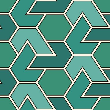 Çağdaş geometrik desen. Bulmaca süsü. Birbirine kenetlenmiş sayılar. Modern mozaik arka plan. Kusursuz yüzey soyut tasarımı. Geo duvar kağıdı. Dijital kağıt, tekstil baskısı. Vektör sanatı