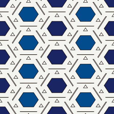 Çağdaş bal peteği geometrik deseni. Tekrarlanan altıgen süsü. Modern mozaik fayansların arka planı. Kusursuz yüzey soyut tasarımı. Geo duvar kağıdı. Dijital kağıt, tekstil baskısı. Vektör illüstrasyonu