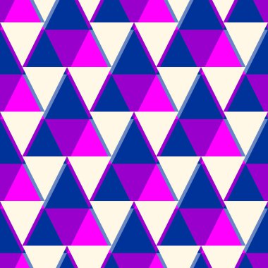 Çağdaş geometrik desen. Tekrarlanan üçgen süslemesi. Modern jeo soyut arkaplan. Kusursuz yüzey tasarımı. Mozaik duvar kağıdı. Dijital kağıt, tekstil baskısı. Vektör illüstrasyonu