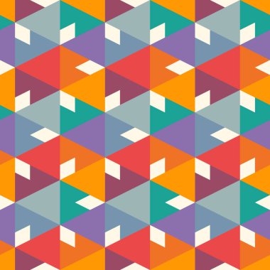 Çağdaş geometrik desen. Tekrarlanan üçgen süslemesi. Modern jeo soyut arkaplan. Kusursuz yüzey tasarımı. Mozaik duvar kağıdı. Dijital kağıt, tekstil baskısı. Vektör illüstrasyonu