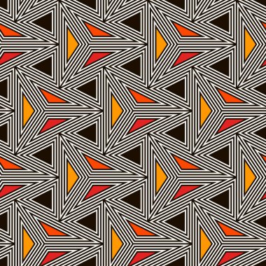 Çağdaş geometrik desen. Tekrarlanan üçgenler, çizgiler. Art deco tarzı süs. Modern jeo soyut arkaplan. Doğrusal, pürüzsüz yüzey tasarımı. Grid dijital kağıt, tekstil baskısı. Vektör duvar kağıdı