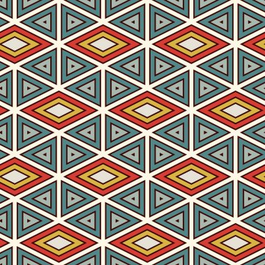 Etnik, kabilesel, pürüzsüz yüzey deseni. Amerikan yerlilerinin tarzı. Tekrarlanan elmas, üçgen süsü. Geometrik şekiller motifi. Boho şık dijital kağıt, tekstil baskısı. Modern jeo duvar kağıdı.