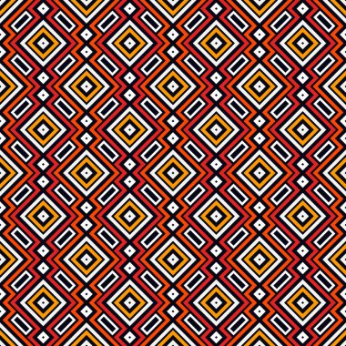 Etnik, kabilesel, pürüzsüz yüzey deseni. Tekrarlanan elmaslar ve eşkenar dörtgen motifler. Halkın geçmişi. Folklorik duvar kağıdı. Geometrik süs. Coğrafi dijital kağıt, tekstil baskısı. Vektör sanatı