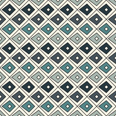 Terazili, pürüzsüz yüzey deseni. Etnik ve kabile motifleri. Tekrarlanan geometrik formlarla süslenmiş soyut bir arkaplan. Dijital kağıt, tekstil baskısı, sayfa doldurma. Vektör sanatı