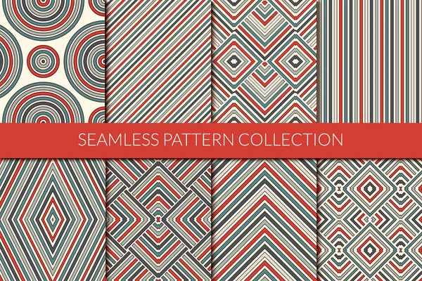 Striped Seamless Pattern Collection Classic Geometric Background Set Zig Zag — Stock Vector