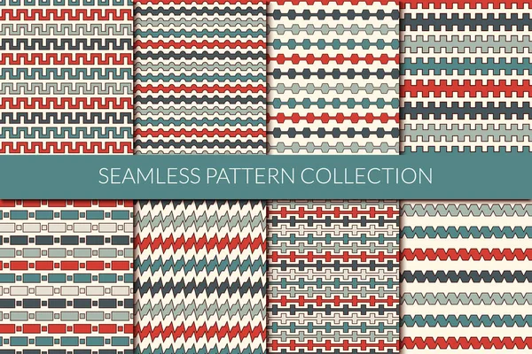 Striped Seamless Pattern Collection Geometric Design Background Set Horizontal Zig — Stock Vector