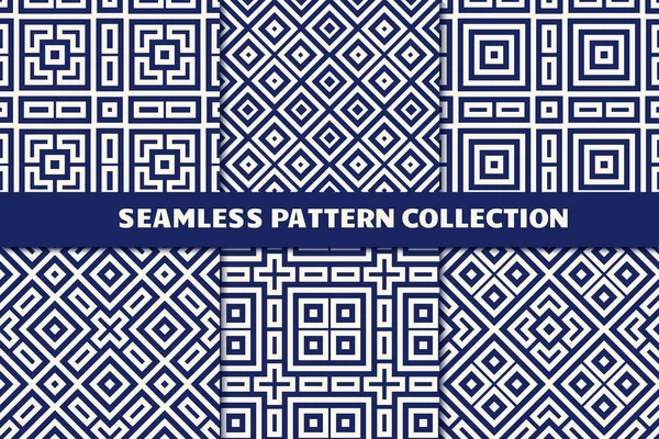 Ethnic Seamless Pattern Collection Folk Tribal Design Backgrounds Set Eclectic — Stock Vector