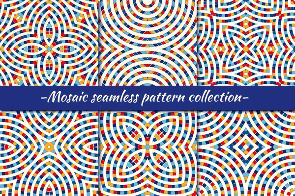 Ethnic Seamless Pattern Collection Folk Tribal Design Backgrounds Set Eclectic — Stock Vector