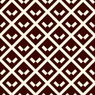 Elmas şebeke kusursuz desen. Etnik, kabilenin yüzey izleri. Geometrik süs. Tekrarlanan eşkenar dörtgen arka plan. Süslü duvar kâğıdı. Coğrafi vektör soyut çizimi