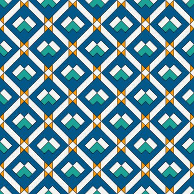 Elmas şebeke kusursuz desen. Etnik, kabilenin yüzey izleri. Geometrik süs. Tekrarlanan eşkenar dörtgen arka plan. Süslü duvar kâğıdı. Coğrafi vektör soyut çizimi