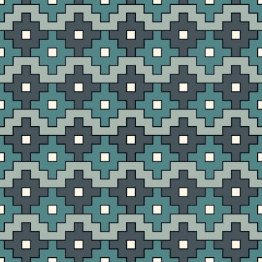 Chakana İnka kusursuz desen çizer. Etnik nakış stili yüzey izi. Antik Amerikan yerlilerinin mozaik geçmişi. Süslü duvar kâğıdı. Geometrik süs. Coğrafi vektör soyut çizimi