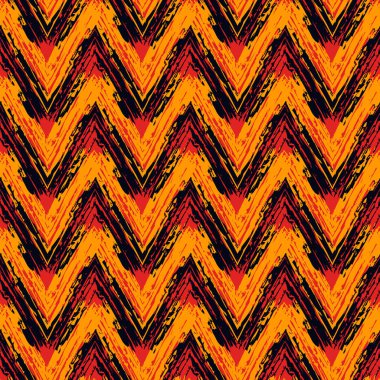 Fırça darbeleri kusursuz desen oluşturur. Freehand yatay zikzak çizgileri. Tekrarlanan semboller arka planda. Basit bir geometrik süs. Moda grunge tasarımı. Vektör soyut modern duvar kağıdı