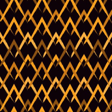 Fırça darbeleri kusursuz desen oluşturur. Freehand yatay zikzak çizgileri. Tekrarlanan semboller arka planda. Basit bir geometrik süs. Moda grunge tasarımı. Vektör soyut modern duvar kağıdı