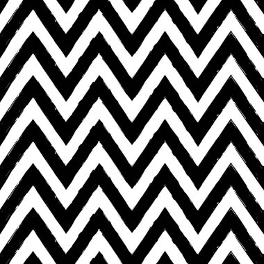 Fırça darbeleri kusursuz desen oluşturur. Freehand yatay zikzak çizgileri. Tekrarlanan semboller arka planda. Basit bir geometrik süs. Moda grunge tasarımı. Vektör soyut modern duvar kağıdı