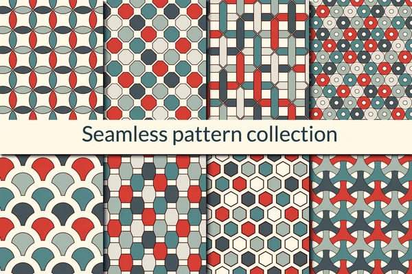 Classic Geometric Seamless Pattern Collection Geo Design Background Set Maze — Stock Vector