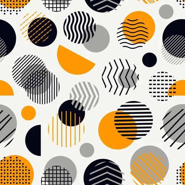 Circle Polka Dot Stripe Seamless Pattern Mixed Texture Irregular Chaotic — Stock Vector