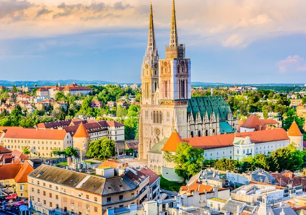 Zagreb cathedral aerial view. — Stock Photo, Image