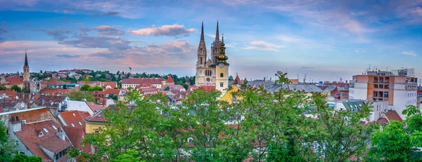 Zagreb aerial town panorama — Stock Photo, Image