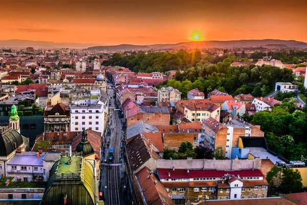 Zagreb aerial downtown cityscape. — Stock Photo, Image