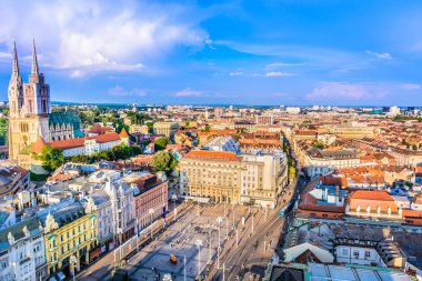 Zagreb cityscape havadan görünümü