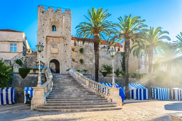 Korčula staré městské brány — Stock fotografie