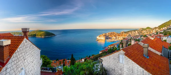 Dubrovnik landschap luchtfoto panorama. — Stockfoto
