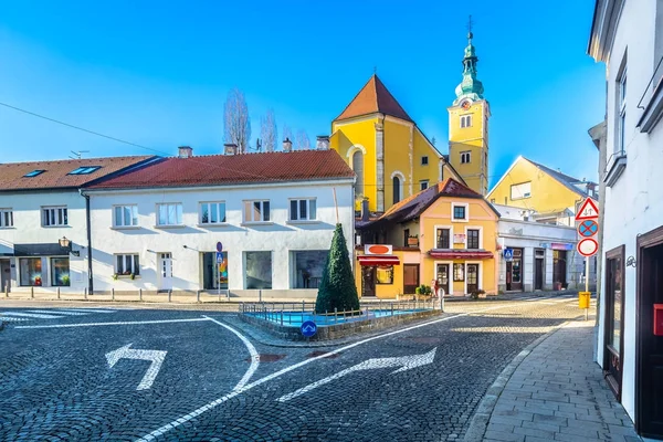 Samobor Praça Centro Cidade Vista Panorâmica Arquitetura Medieval Colorida Cidade — Fotografia de Stock